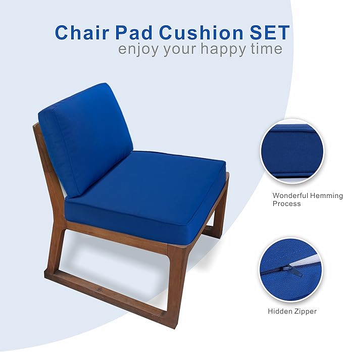 JMGBird Large Outdoor Chair Cushion Set - 22"x22" Tufted Seat & Back Cushions, Navy Blue for Deep Seat Patio Furniture