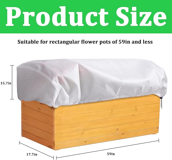 DECOHS 3 Pc Rectangular Winter Plant Freeze Protection- 59" x 17.7" x 15.7" Balcony Plant Box Cover- Planter Frost Covers Bags Wraps Blanket