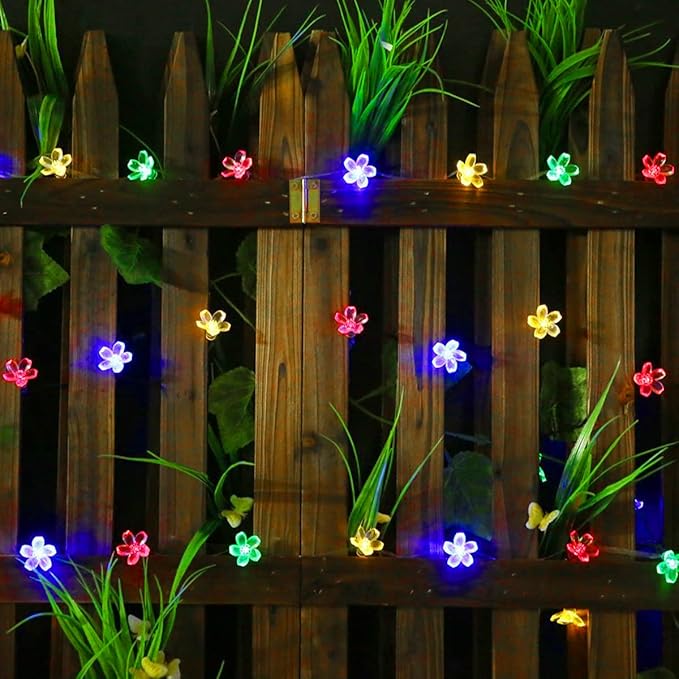 ITICdecor Solar Flower String Lights Outdoor Waterproof 50 LED Solar Powered Fairy Lights for Garden, Fence, Patio, Yard, Christmas Tree & Party Decor (Multi-Color)