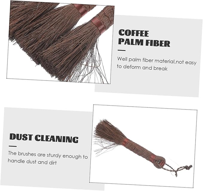 balacoo 3pcs Handheld Bonsai Cleaning Brush Durable Palm Fiber Brooms for Garden Planters Flowerpots and Bonsai Care Multi-Function Cleaning Accessories