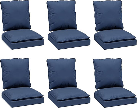 Joyside Outdoor Chair Cushions Set, 24x24 Inch Smile Patio Furniture Cushions, 6’’ Thick, Double-Layer, Water Resistant & Fade Resistant, Outdoor Replacement Cushions for Seat and Sofa
