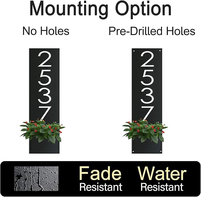 vertical Address Sign With Planter Box,Personalized Metal Address Sign,Custom Vertical Address Planter,Custom House Numbers，Customized House Number Signs, Metal Address Signs,Gifts for Grandparents