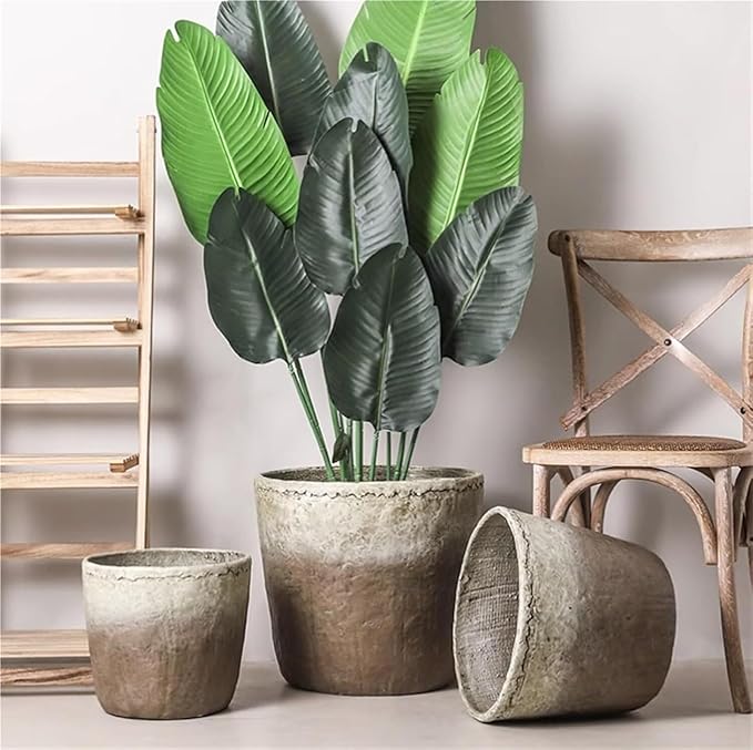 Vintage Plant Pot Flower Pots with Drainage Holes Creative Large Floor Planters Garden Decor(Large)