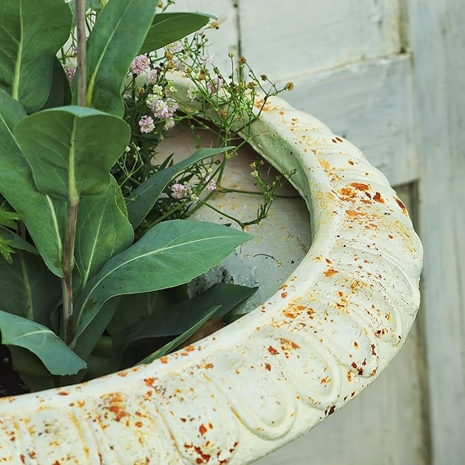 VISIBLE Vintage European Giant Garden Urn Planter, Decorative Cement and Fiber Flower Pot, Make Rust Finished, Wrap Foam Safely Delivered from Local Warehouse (Award Cup, Large)