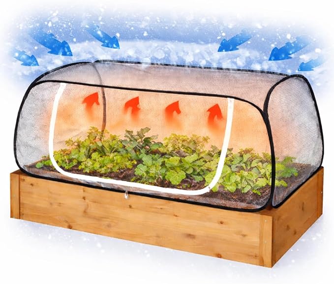 Greenhouse Cover for Raised Garden Bed-45''x22''x16'' Raised Bed Cover Freeze Protection with Zipper Door in Winter,Seedlings Plants Growth Cover Against Pests & Animals in Spring