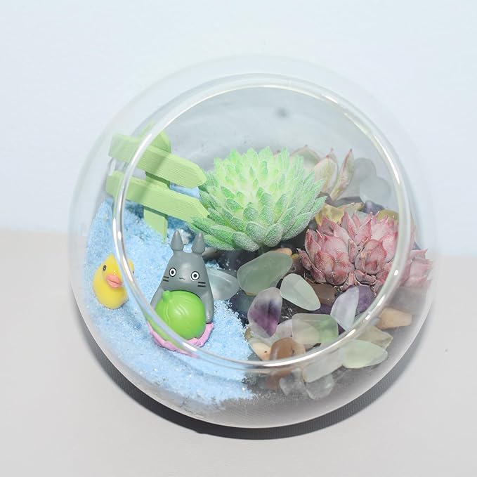 1 Lb/460g Pebbles for Indoor Plants, Bamboo, Sea Glass for Crafts, 0.2-0.35" Small Plant Pebbles for Pots Indoor Drainage, Fluorite Crystal Chips, Decorative Gravel for Aquarium, Fish Tank