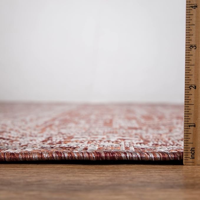 Keen Home Design Terrace Outdoor Runner Rug - 26"x119" Washable Indoor/Outdoor Rug for Patio, Kitchen, Balcony, Beach, Garden, Deck and Porch, Size: 2'2" x 9'11", Force Red