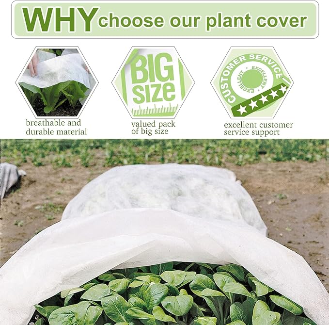 10x30ft Plant Covers Freeze Protection Floating Row Cover 1.5oz/yd² Plant Covers for Winter Garden Fabric for Cold Sun Protection