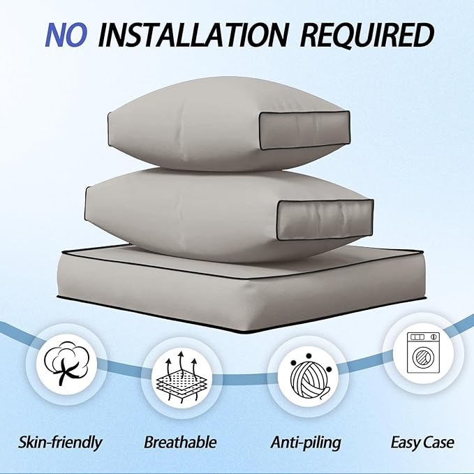 Patio Furniture Cushions,14Pieces Water-Resistant Outdoor Replacement Cushions,Sectional Sofa Cushions for Fits 6-Seats Rattan Wicker Patio Conversation Sets