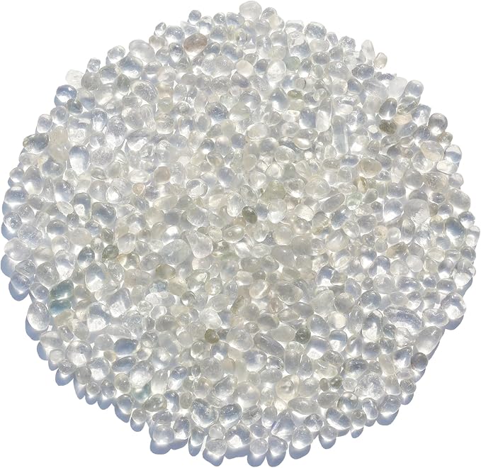 Sea Glass Stones - White Clear Glass Pebbles Gemstones - Perfect for Aquarium Rocks, Fish Tank Gravel, Vase Fillers, DIY Crafts, and Home Decor (0.9LB/14oz)
