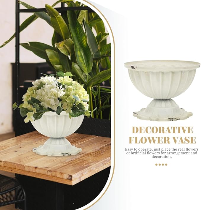 Kichvoe Retro Metal Flower Vase 4.4X4.4X3.14 Inch Small Iron Planter for Wedding Centerpiece Home Office Tabletop Decoration Rustic Style
