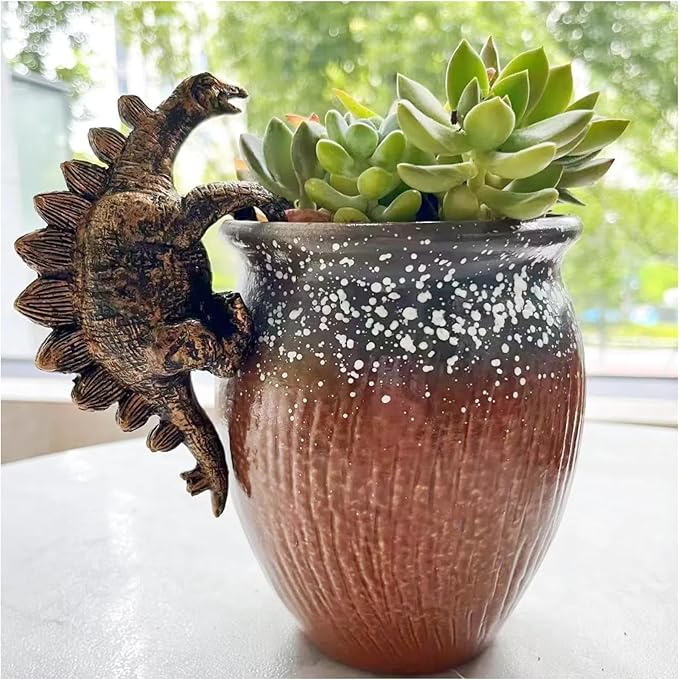 Mini Resin Dinosaurs, Dinosaur Garden Statues, Flower Pot Plant Decoration, Fairy Garden Accessories, for Family or Friends,This is a Unique (Sword Dragon)