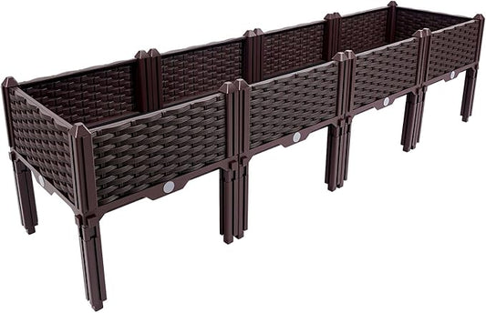Set of 4 Raised Garden Bed with Legs Outdoor, Planter Raised Beds Kits with Drain Holes, Fruit Flowers Vegetables Standing Box for Patio Deck Porch Backyard