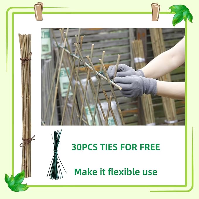 50Pack Bamboo Stakes for Plants, Bamboo Poles Eco-Friendly, Plant Stakes for Tomato, Bean, Flowers,Trees Potted and Climbing Plant,Natural Garden Stakes 4.8FT Height