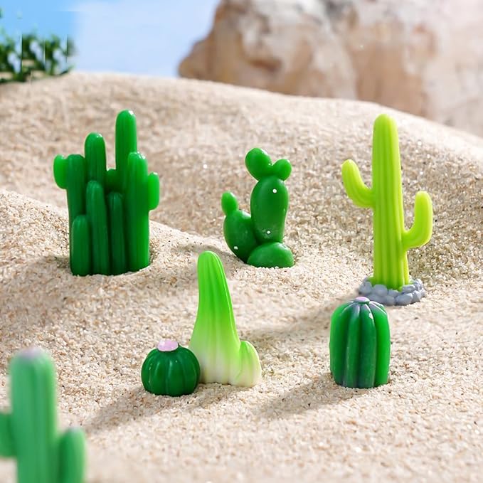 12 PCS Mini Resin Cacatus Plants, Fairy Garden Accessories, Miniature Figurines, Micro Landscape Ornaments
