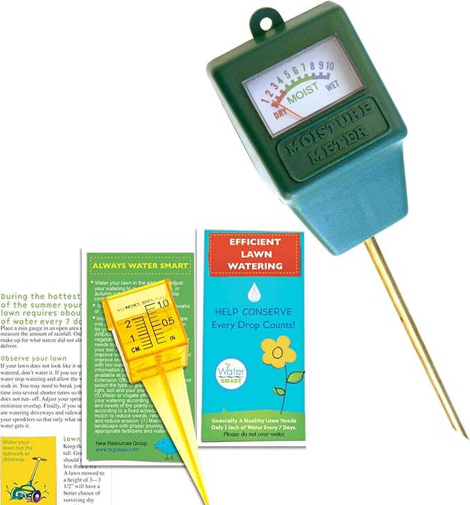 Moisture Meter Sensor & Lawn Watering Guide | Rain Sprinkler Gauge Plant, Grass & Garden Care
