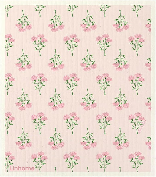 Garden Collection Swedish Dishcloth, Reusable Paper Towel, Super Absorbent Cellulose Sponge, Kitchen Cleaning Cloth, Washable & Compostable (Pink Carnation - 1 Pack)
