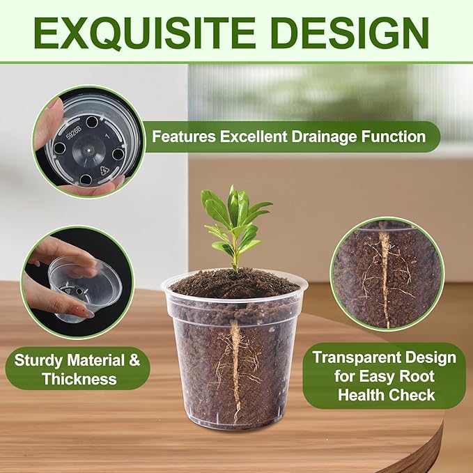 120 Pcs Clear Mini Nursery Pots for Plants, 2 Inch Plastic Seedling Clear Plant Pots with Drainage Holes, Seed Starting Trays for Various Seeds Indoor & Outdoor Flower Planters