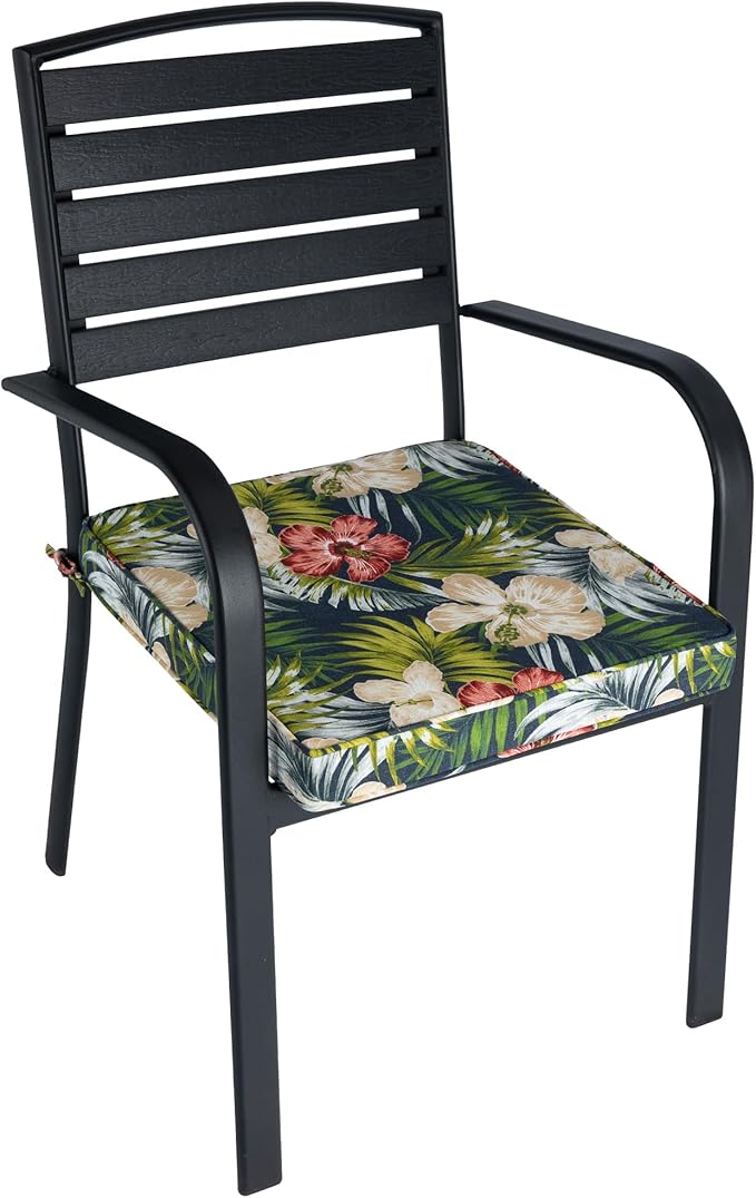 Magpie Fabrics Indoor Outdoor Waterproof Square Chair Cushion, 18" x 18" x 2.5", 2 Pack, Water Resistant Seat Cushions, for Patio Garden Office, Midnight Floral