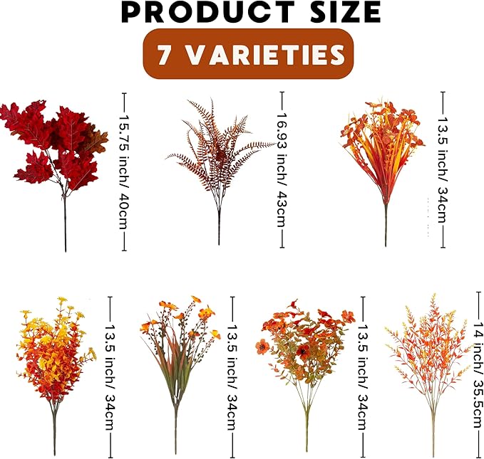 Fall Flowers Artificial for Thanksgiving Decoration, 13 Bundles, Artificial Mums for Outdoors, Fake Fall Plants, Faux Mums for Outdoor Planters, Indoor Porch Garden Home Decor（Autumn Twilight)