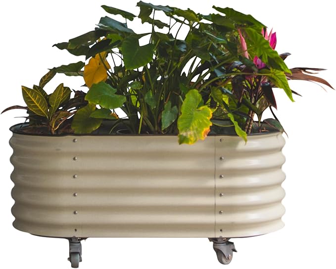 Vego garden 2 x 4 ft Self Watering Rolling Garden Bed-Pearl White