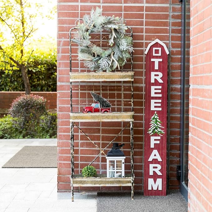 glitzhome 68" H Farmhouse Garden Planter 3 Tiers Metal Display Plant Stand Storage Shelf Indoor Outdoor Floor Standing Storage Organizer Rack