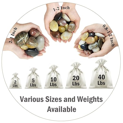 40 lbs Large River Rocks for Outdoor Landscaping, 2-3 Inch Natural Decorative Pebbles for Potted Plants Aquarium Fountain Garden Rocks and Yard Paving Stones
