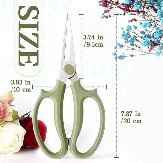 3Pcs Garden Flower Scissors,Floral Scissors Pruning Shears,Stainless Steel Flower Scissors with Comfortable Grip Handles,Premium Garden Clippers for Flower Arrangement,Gardening Tool
