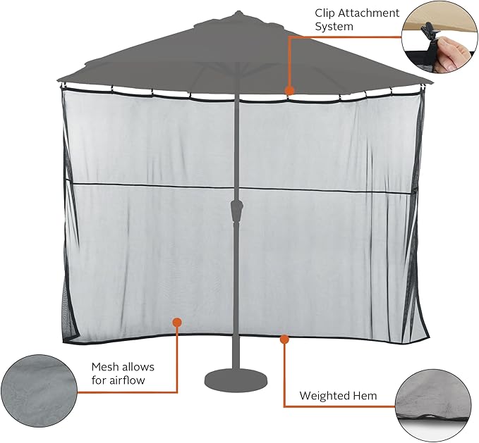 Classic Accessories Water-Resistant 68 Inch Universal Patio Umbrella Shade Screen, Patio Furniture Covers (Pack of 2)