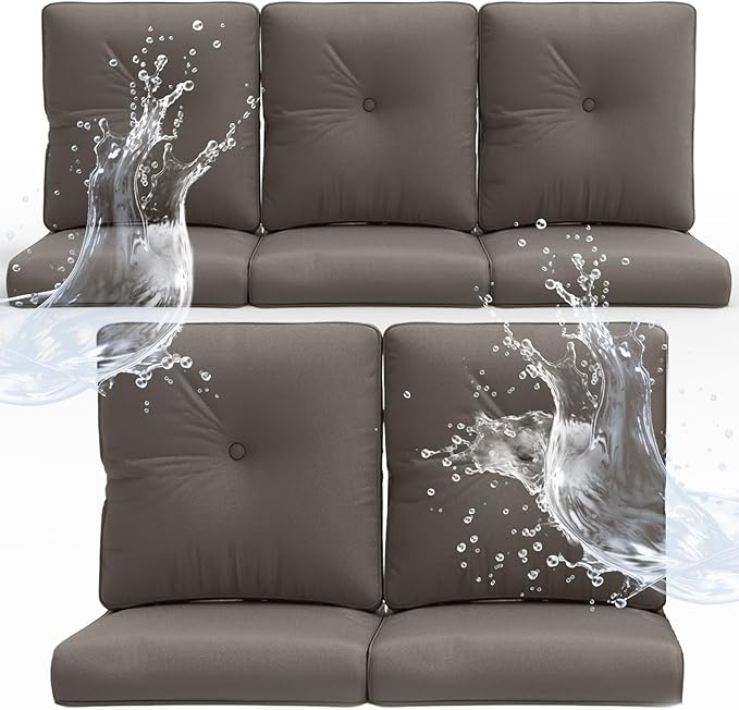 Outdoor Chair Cushions 5 Sets - 22 * 24" Patio Furniture Cushions with Removable Cover, 28D High Density Sponge Filling Outdoor Patio Cushions for Chairs, Rocker, Sofa and Loveseat - Grey