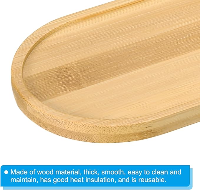 PATIKIL Bamboo Wood Saucer, 11x4 Inch Rectangular Wooden Plant Drainage Tray Bonsai Plants Saucer Succulent Pot for Home Balcony
