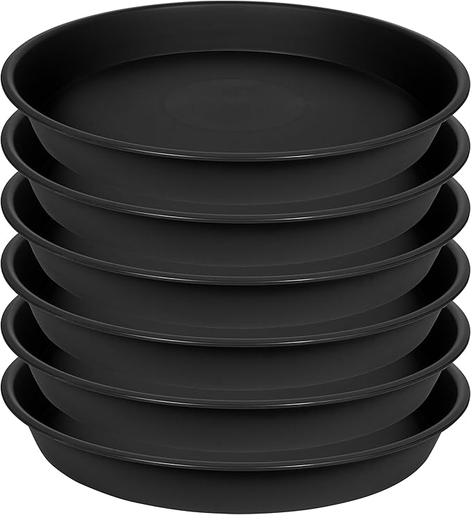 2 Pack of Plant Saucer 16 17 inch, Plastic Plant Saucers 17" Round, Flower Trays for Indoors Outdoor, Plant Drip Trays for Pots, Plant Water Tray for Planter 14-18" (17", Black)