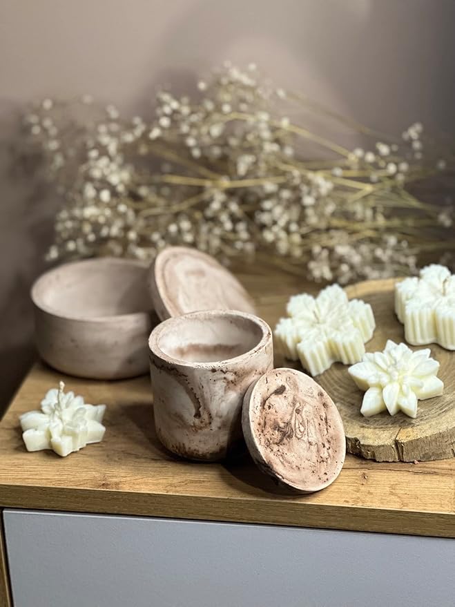 2 PCS Large Storage Box with Lids, Creative Silicone Candle Vessels Pot Molds, Concrete Round with Cover Bottle Making Moulds for Organizer