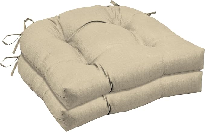 Arden Indoor/Outdoor Rocking Chair Or Wicker Chair Cushion, 2-Pack, 20 x 18, Water Repellent, Rain Proof, Fade Resistant Cushion for Rocking Or Rounded Back Chair Tan Leala