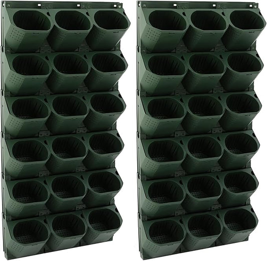 36 Pockets Vertical Wall Planter, Wall Mounted Flower Pot Holder with 180LB Capacity,10.56 oz Self Watering Pots & 36 Non-Woven Bags for Indoor Outdoor Herbs,Flowers,Strawberries (Army Green)