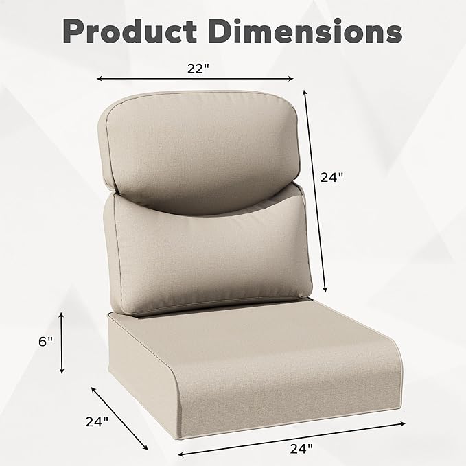 Joyside Outdoor Chair Cushions Set, 24x24 Inch Smile Patio Furniture Cushions, 6’’ Thick, Water Resistant & Fade Resistant, Outdoor Replacement Cushions for Seat and Sofa
