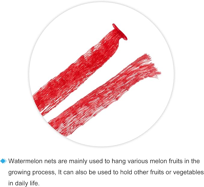 MECCANIXITY 100 Pack Watermelon Nets 13.78 Inch Hanging Melon Hammocks Reusable Fruit Net Bag for Garden Red