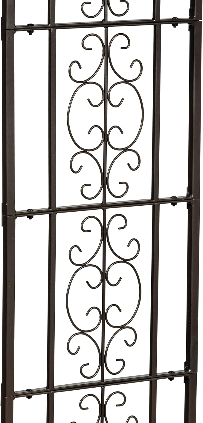 Evergreen Garden Montebello Metal Plant Stand with Lattice Trellis for Climbing Plants, Floor Tall Plant Stand Indoor and Outdoor for Patio, Porch, Garden