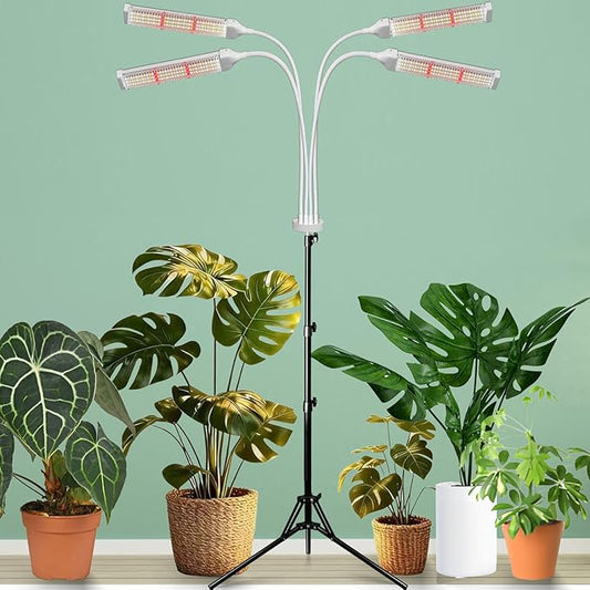 420 LED Grow Lights for Indoor Plants Full Spectrum, LED Plant Light with Stand, Adjustable Height, Plant Grow Lights with Auto 4/8/15/H Timer for Indoor Tall Plants.