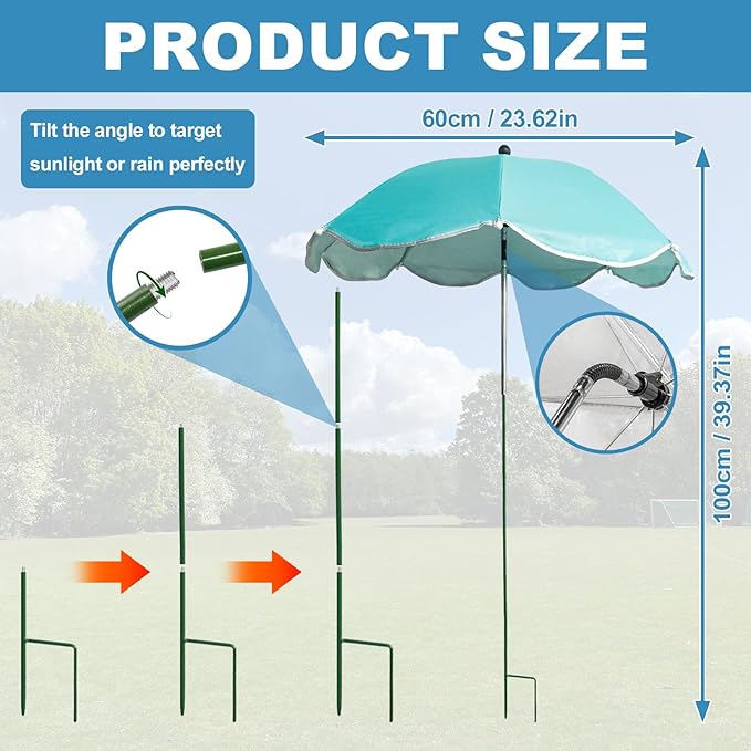 5 Pcs Plant Umbrellas with Adjustable Angle, 23.6 Inch Sun Shade Cover for Outdoor Potted Plants, Garden Beds & Patio Flowers, UV Protection & Easy Setup