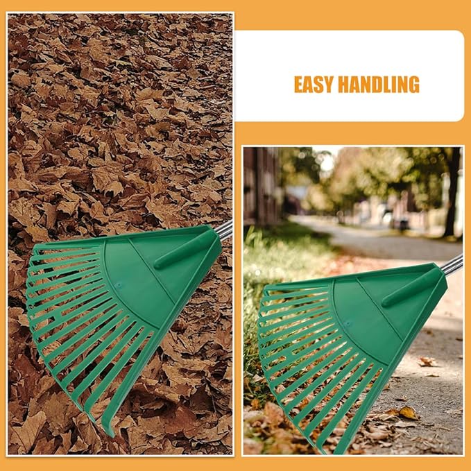 2Pcs Plastic Garden Rake Heads Leaf Rake Gardening Tool for Lawn Yard Grass Cleaning Replacement Patio Heads Sturdy Green Gardening Accessories