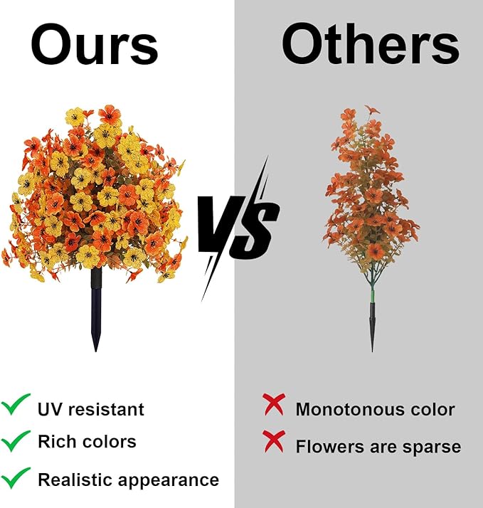 Outdoor Fall Artificial Flowers - 2 Pack Topiary Flower Balls with Ground Stakes, UV Resistant Orange and Yellow Fake Flower Bushes for Porch, Garden and Thanksgiving Decoration