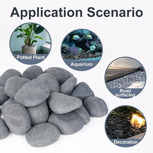 20 lbs River Rocks for Landscaping, 2"-3" Natural Rocks for Aquarium, Fish Tank, Decorative Garden Stones for Plants, Flower Pots, Vase, Walkways