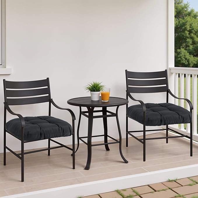 MTMR Water-Repellent Outdoor Chair Cushions Set of 2, 19”X19” Patio Chair Cushions with High Elasticity PP Cotton, No Fading Tufted Patio Seat Cushion for Outdoor Furniture, Thick Patio Cushions