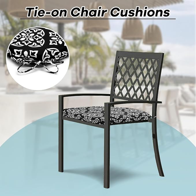 Basic Beyond Outdoor Chair Cushions Set of 4, Outdoor Cushions for Patio Furniture, Water Resistant Patio Chair Cushions with 2 Ties, 17x16x2, Medallion