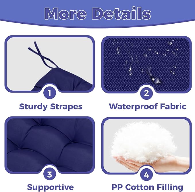 Outdoor Waterproof Bench Cushions 51x 20 Non-Slip with Ties Indoor/Outdoor Chair Cushion for Patio Swing Loveseat Bench Kitchen Benches,Hawaii