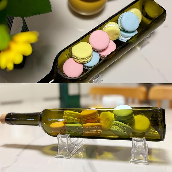 Wine Bottle Planter Vase with Stand, Wine Bottle Succulent Planter Pots for Plants/Cactus/Flower,Glass Candle Holder Vase, Glass Fruit Salad Tray, Without Plant