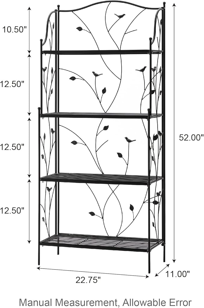 Glitzhome 52" H Plant Stand Metal Rack 4 Tier Flower Pot Organizer Multiple Holder Shelf for Indoor Outdoor Garden, Black