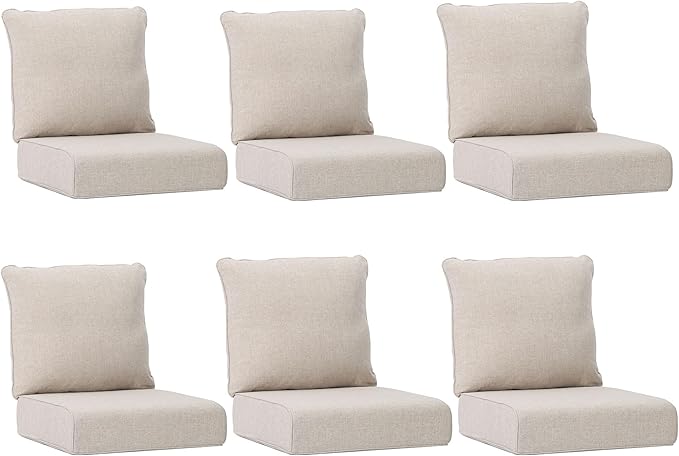 Joyside Outdoor Chair Cushions Set, 24x24 Inch Patio Furniture Cushions, 6’’ Thick, Water Resistant & Fade Resistant, Outdoor Replacement Cushions for Seat and Sofa