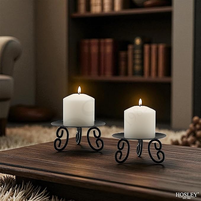 Hosley Set of 2 Pillar or LED Candle Holder 5 inch Diameter Gift for Farmhouse Weddings or can be Used for Aromatherapy and Spa O5